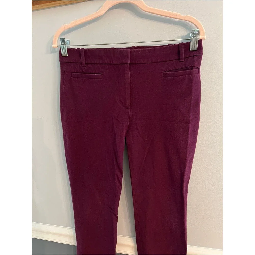 J.Crew Stretch Slim Ankle Pants Burgundy Plum Career Work Office Size US 2